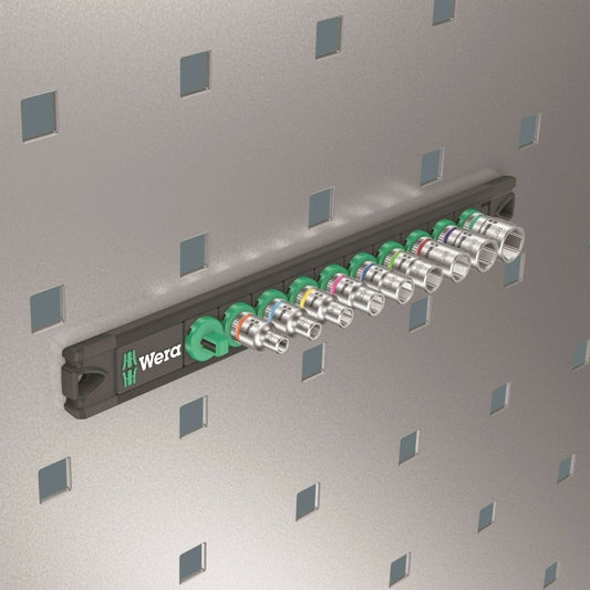 Wera A 1 Zyklop Magnetic Socket Rail Set 1/4" Drive 9 Pieces SAE