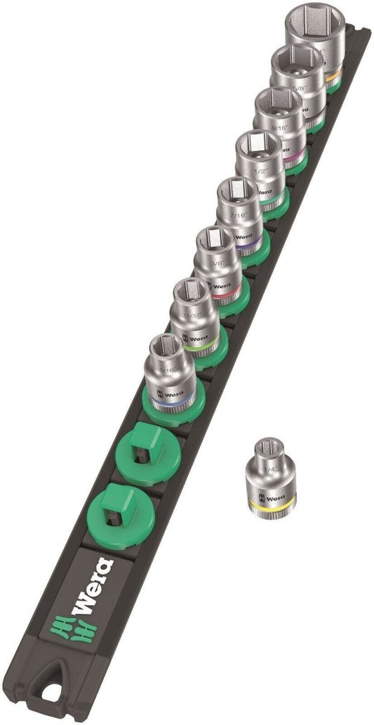 Wera B Zyklop Magnetic Rail Socket Set 3/8" Drive 9 Pieces SAE