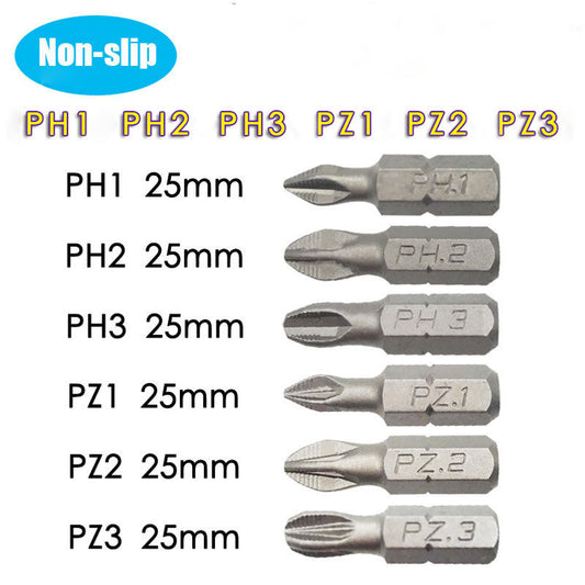 25mm Magnetic Hex Shank Screwdriver Bit Set - 6 Piece