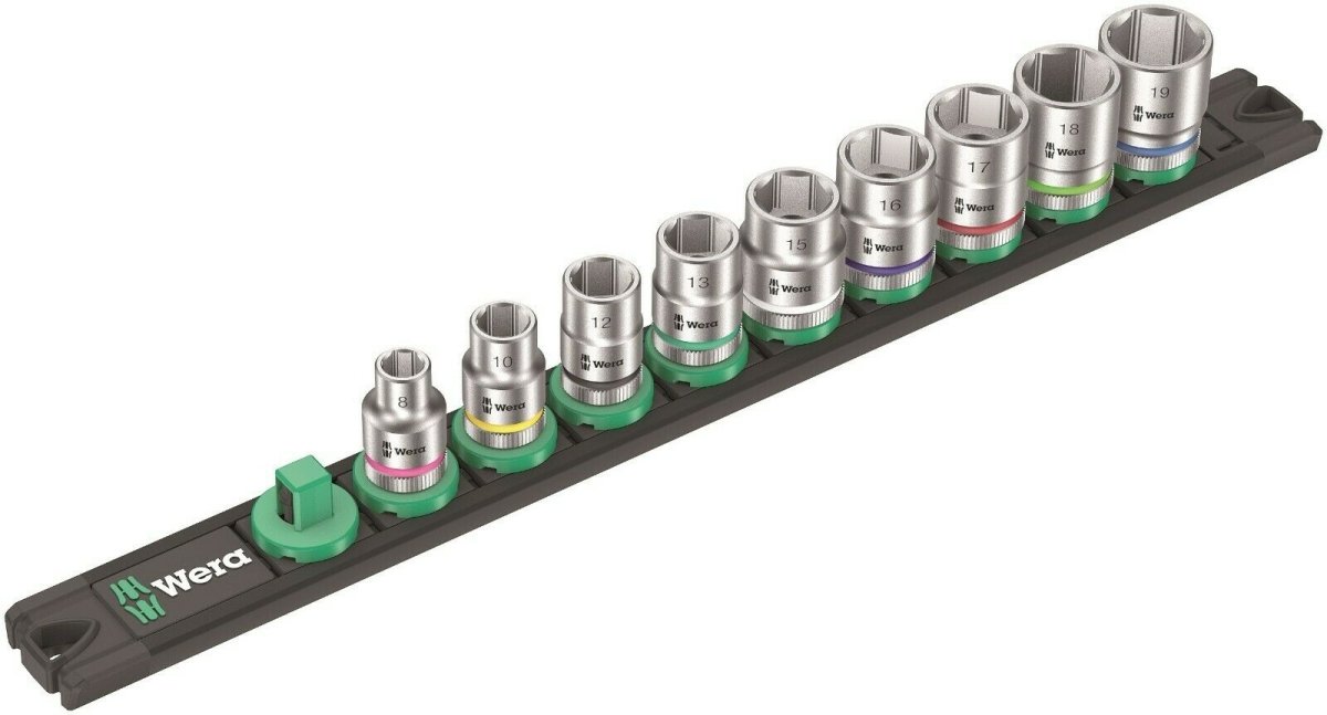 Wera B 4 Zyklop Magnetic Rail Socket Set 3/8" Drive 9 Pieces Metric