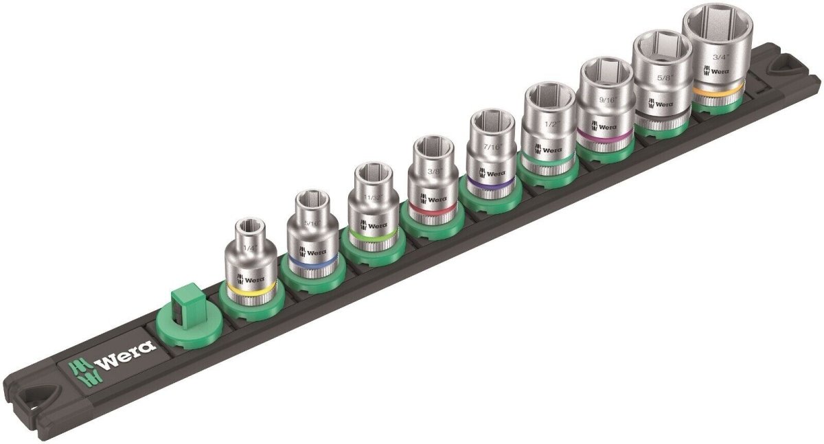Wera B Zyklop Magnetic Rail Socket Set 3/8" Drive 9 Pieces SAE