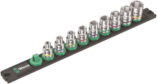 Wera B Zyklop Magnetic Rail Socket Set 3/8" Drive 9 Pieces SAE